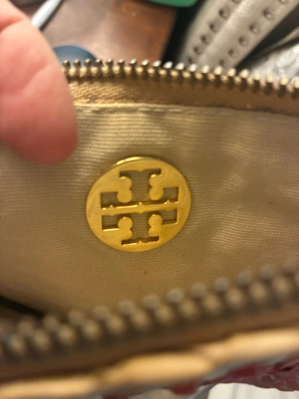 Tory Burch Red and Cream Woven Wristlet‎ Clutch